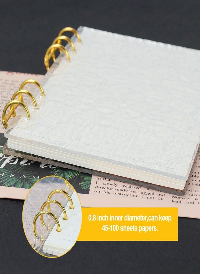 MultiBey A5 Clear Acrylic Binder with Gold Rings, Refillable 6-Ring Notebook Cover Includes 45 Lined Papers, Planner for Journal, Notes & Budget (Shell-Grain) - Image 4