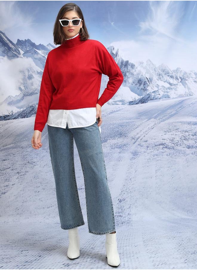 Tokyo Talkies Ribbed High Neck Sweater with Long Sleeves by Styli  - Image 2