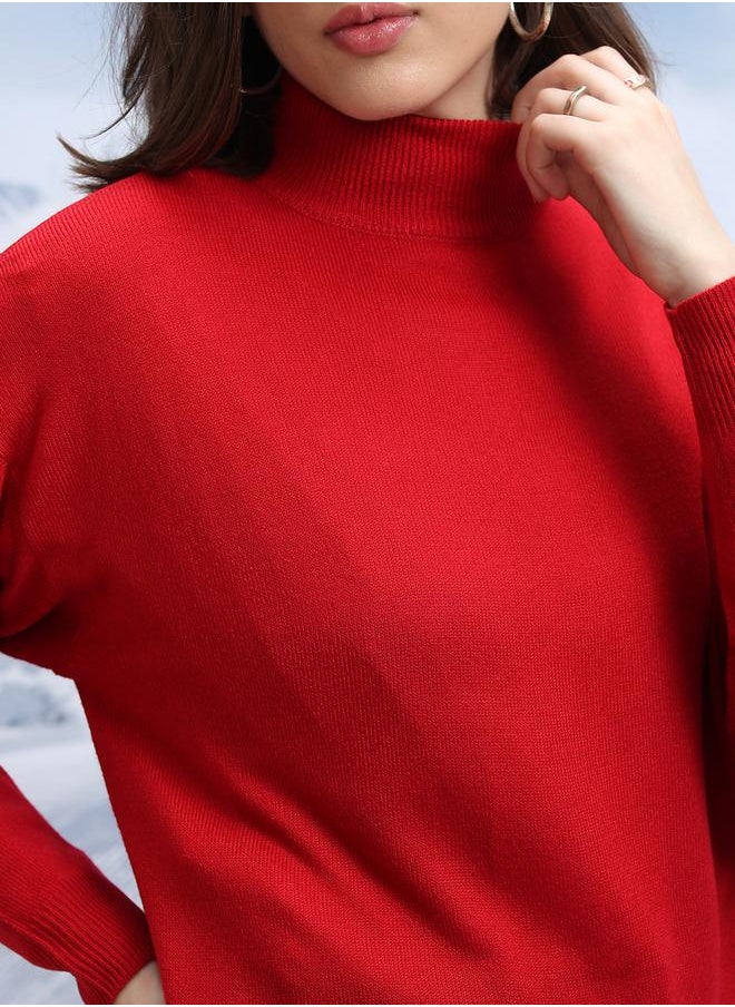 Tokyo Talkies Ribbed High Neck Sweater with Long Sleeves by Styli  - Image 5