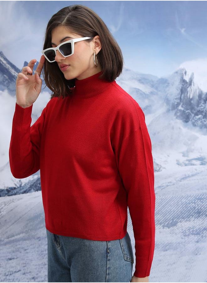 Tokyo Talkies Ribbed High Neck Sweater with Long Sleeves by Styli  - Image 4