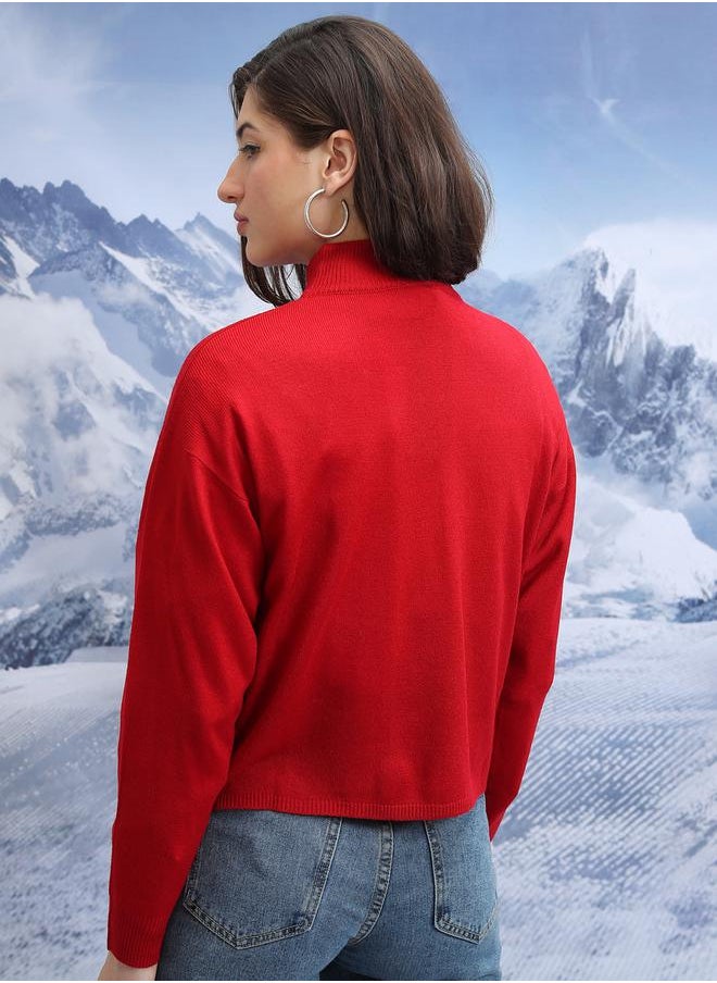 Tokyo Talkies Ribbed High Neck Sweater with Long Sleeves by Styli  - Image 3