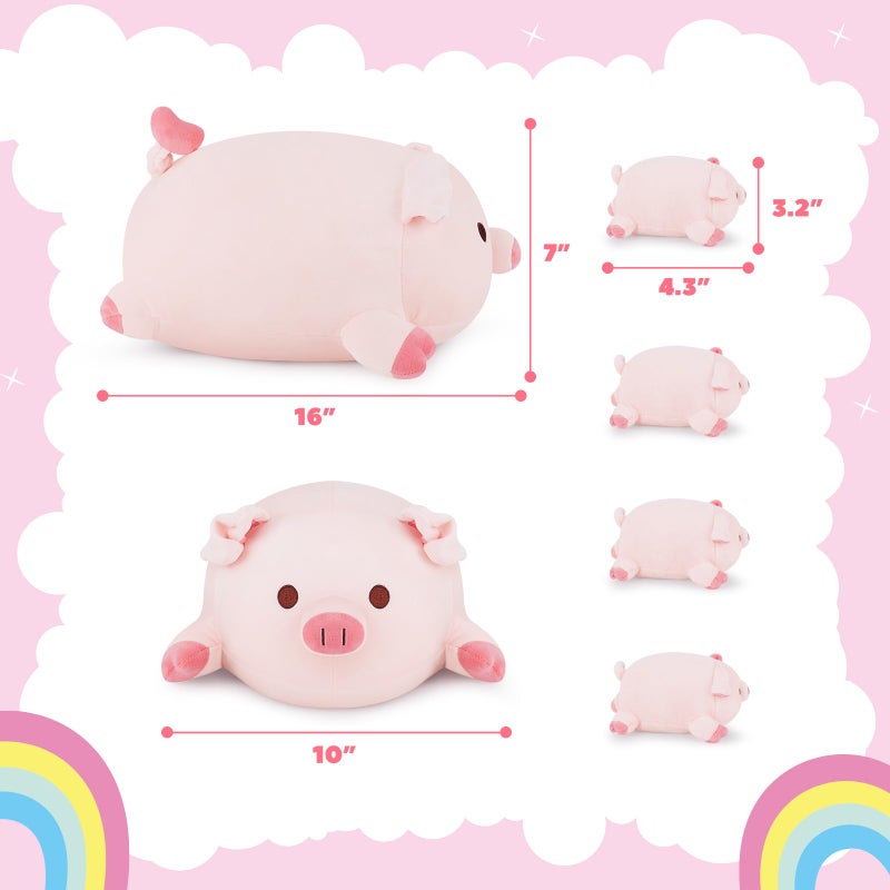 Achwishap 5PCS Pig Family Pig Stuffed Animal Mommy with 4 Pig Babies Plush Cute Pig Plush Pillow Cushion Doll Kawaii Pig Plush Toy Hugging Pillow for Kids Adult(16  Pig Family) - Image 5