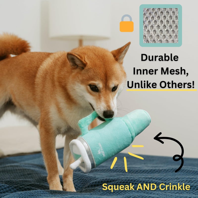 Nestpark Tumbler Cup Funny Dog Toy - Parody Plush Squeaky Crinkle Dog Toy (Seafoam Green) - Image 3