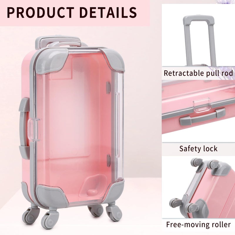 AIOMOB 10 Pack Mini Suitcase Party Favor Gift Box Plastic False Eyelashes Packaging Luggage Box for Travel Wedding Bachelorette Party Bridesmaid Bridal Shower Favors Decorations (Pink) - Image 3