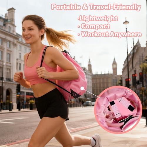 Zyvora Pilates Equipment Set for Home Workouts –15in1 Home Pilates Kit with Ring and Ball Set, Resistance Bands, Pilates Yoga Accessories, Core Sliders & Ankle Weights, Pilates Essentials Kit (Pink) - Image 3