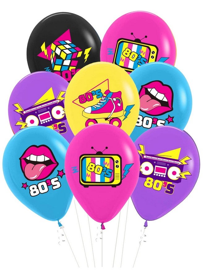 CYMYLAR Back to the 80s Party Decorations - 50 Pack 12 Inch Boombox & Skate Latex Balloons for 80s Themed Birthday Party Supplies  - Image 1