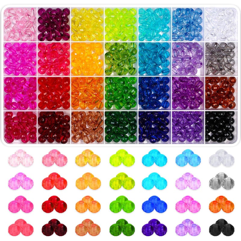 Paxcoo 700 Pcs Crystal Acrylic Beads Faceted Bicone Gem Beads for Jewelry Making 8 MM - Image 3