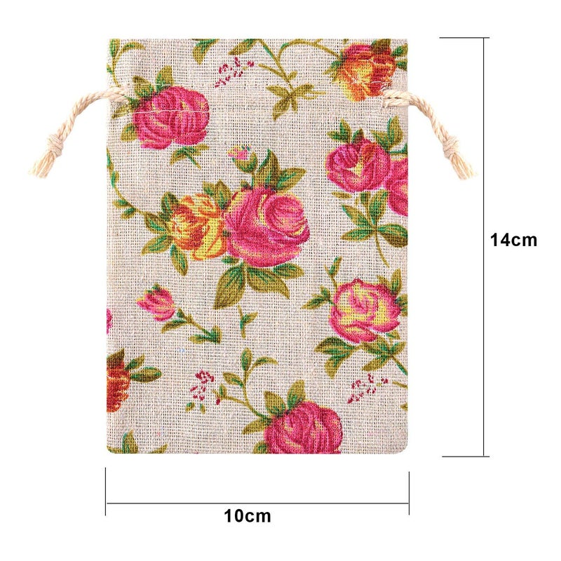 Pangda 30 Pieces Small Size Rose Drawstring Bags Burlap Flower Pouch Bag Linen Gift Pocket Jewelry Pouch for Wedding DIY Craft Party (3.9 x 5 Inch) - Image 3