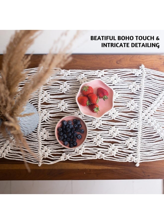 Antikiano Handmade Long Macrame Table Runner – Boho Cotton Table Runner for Dining Table, Coffee Table, Wedding & Farmhouse Home Décor - Image 4