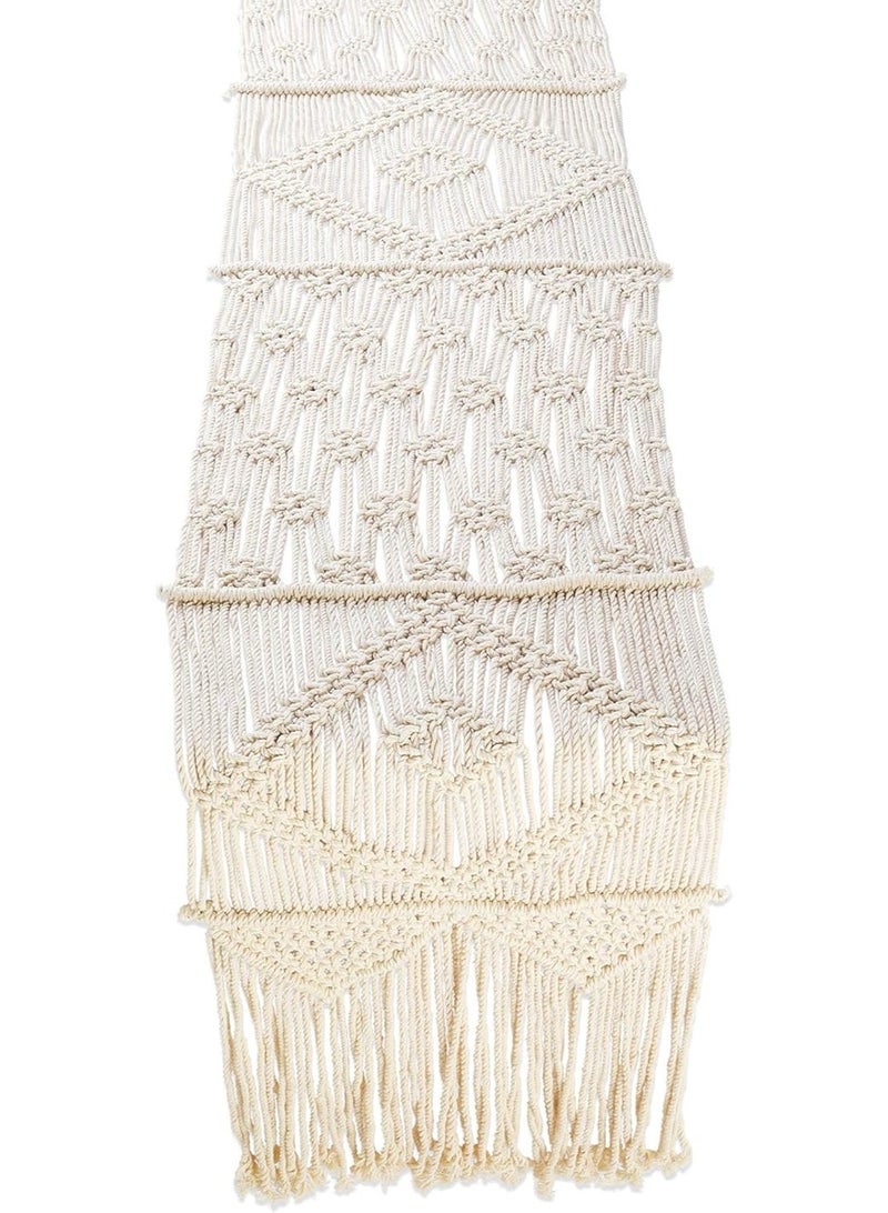Antikiano Handmade Long Macrame Table Runner – Boho Cotton Table Runner for Dining Table, Coffee Table, Wedding & Farmhouse Home Décor - Image 1