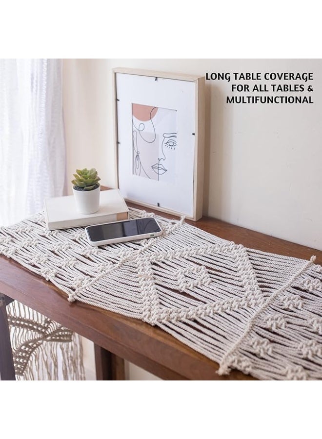 Antikiano Handmade Long Macrame Table Runner – Boho Cotton Table Runner for Dining Table, Coffee Table, Wedding & Farmhouse Home Décor - Image 3