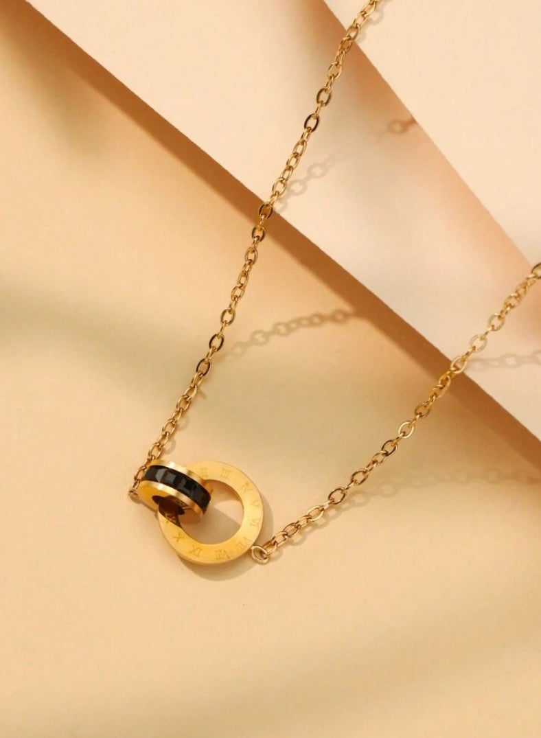 Elegant Stainless Steel Gold Plated Necklace u0026 Earrings Jewellery Set For Women  - Image 2