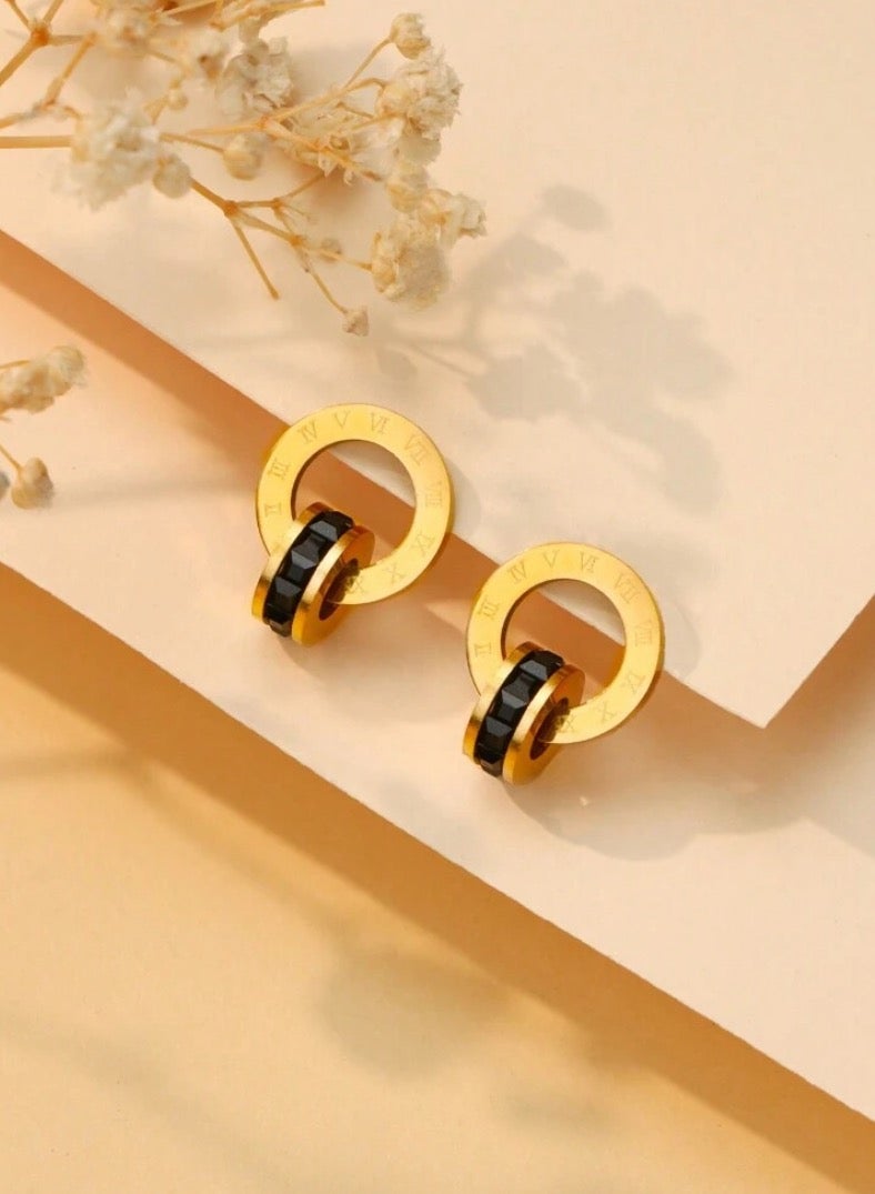 Elegant Stainless Steel Gold Plated Necklace u0026 Earrings Jewellery Set For Women  - Image 3