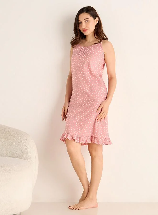 سبلاش فيڤ Set of 2 - Midi Slip Dress Strappy Ruffled Hem Cotton