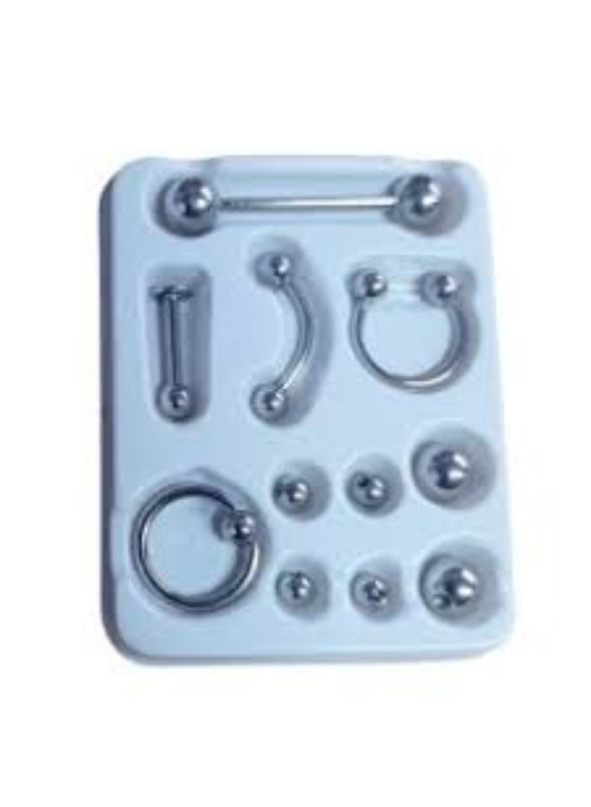 Body Piercing Set 5 In 1 Stainless Steel 316L Surgical Steel Eyebrow Lip Tongue Nose And Nipple Piercing Set With Extra Balls - Image 3