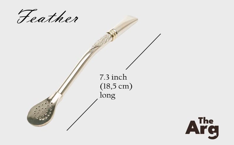 THEARG Yerba Mate Alpaca Straw Reusable, Imperial With Feather Design and Fine Piece of Jewelry., Handmade Artisan, Stainless, For Hot or Cold Drinks Ideal For Mate Gourd, From Argentina - Image 4
