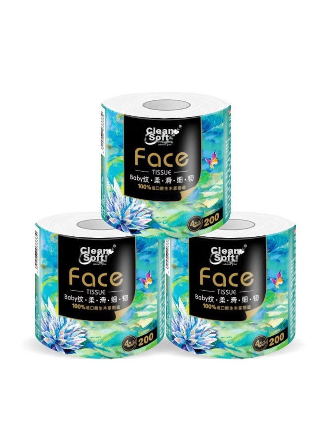 CS Jierou Core Roll Toilet Paper, Art Oil Painting Face Thickened 4-ply 200g*27 Rolls, Fine And Smooth Tissue Paper, Whole Box - Image 3