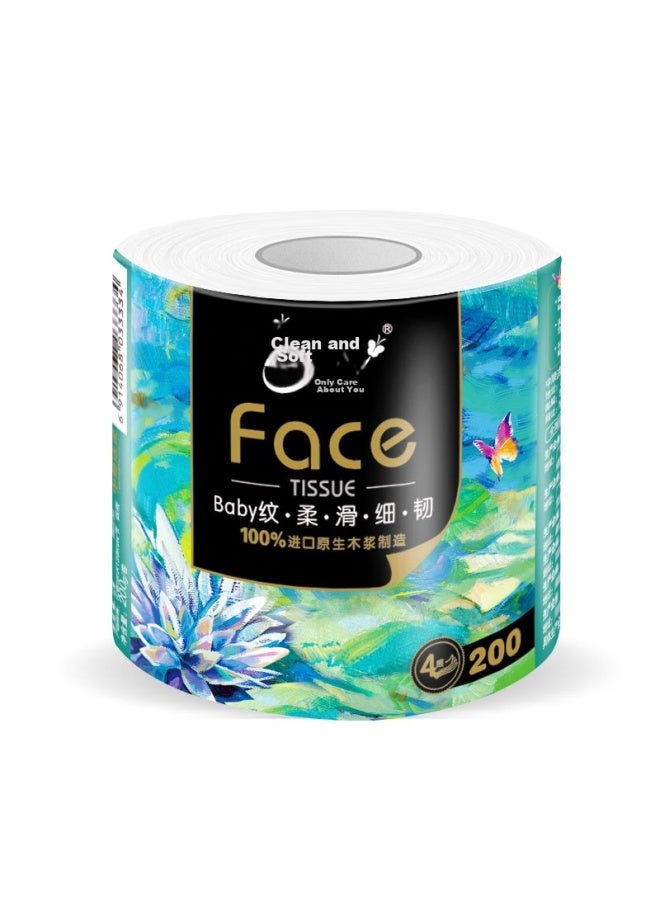 CS Jierou Core Roll Toilet Paper, Art Oil Painting Face Thickened 4-ply 200g*27 Rolls, Fine And Smooth Tissue Paper, Whole Box - Image 4