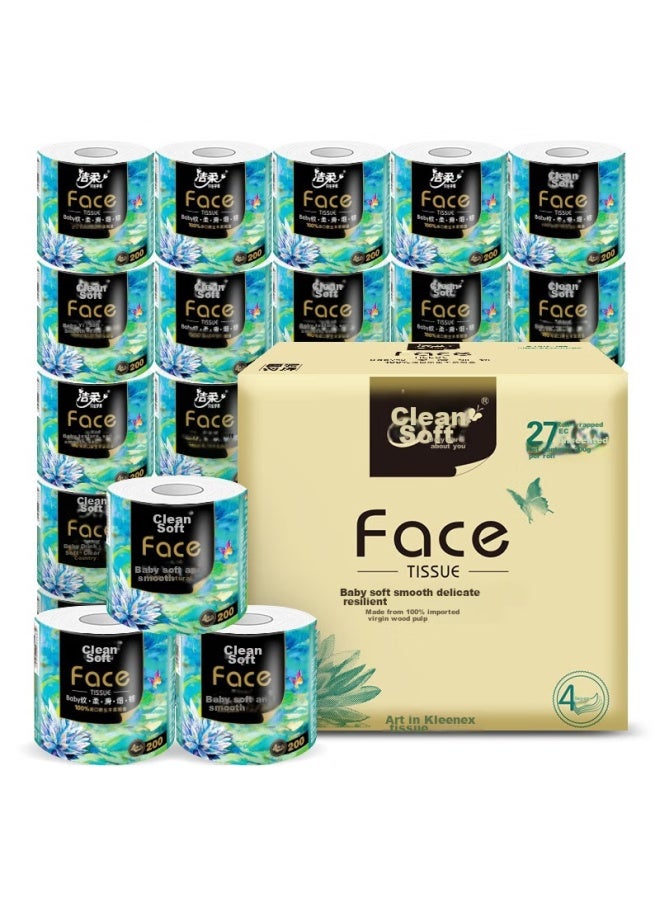 CS Jierou Core Roll Toilet Paper, Art Oil Painting Face Thickened 4-ply 200g*27 Rolls, Fine And Smooth Tissue Paper, Whole Box - Image 1