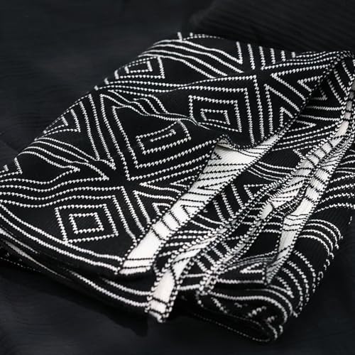 ELASAD Black and White Throw Blankets Queen Size, Knitted Modern Patterned Throw Blanket, Soft Lightweight Woven Throw Blanket for Sofa Couch Bed and Living Room, Black&White (60x80 Inch) - Image 5