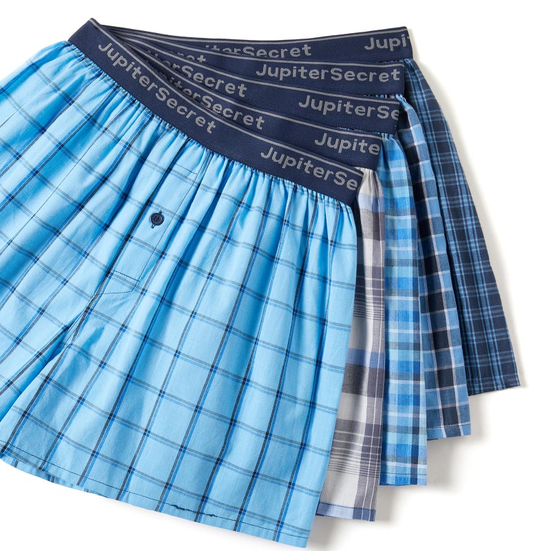 JupiterSecret Men's 100% Cotton Boxer Shorts, Men's Classic Fit Woven Underwear, 5 Pack / 10 Pack - Image 3