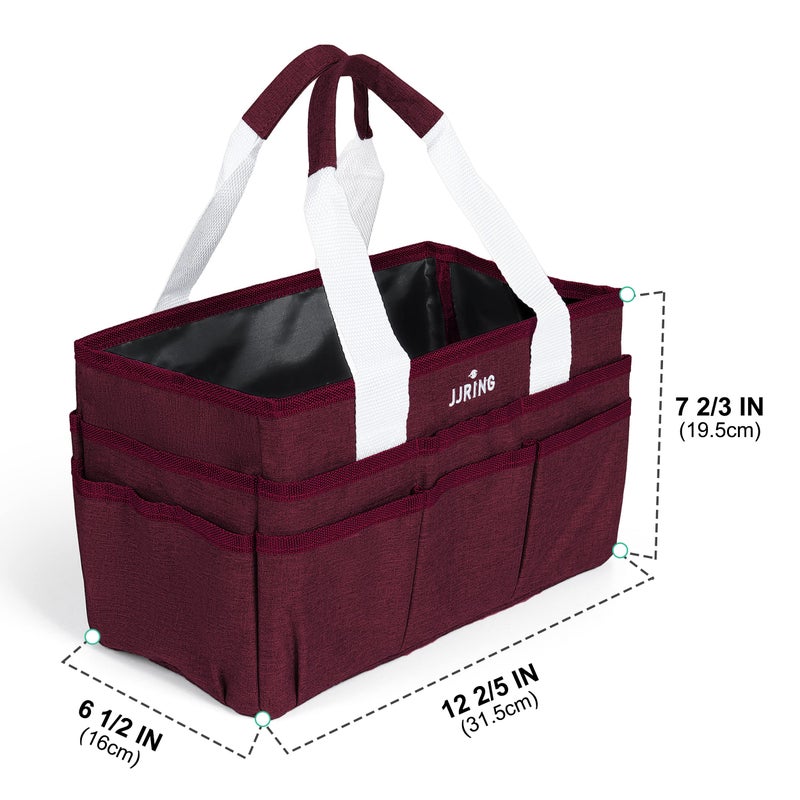 JJRING Craft Organizer Tote Bag, Art Storage Caddy with Multiple Pockets, Dark Red Sewing Bag for Art, Craft, Scrapbooking, School, Medical, and Office - Image 2
