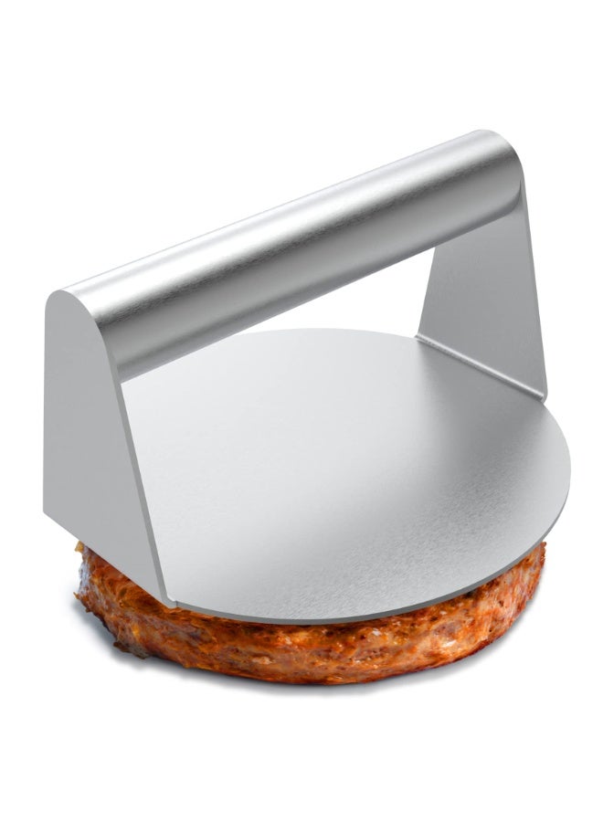 Stainless Steel Burger Press, 5.5" Round Crusher, Non-Stick Smooth Burger Press, Flat Bottom No Grooves, Perfect Bacon Grill for Grill Cooking - Image 1