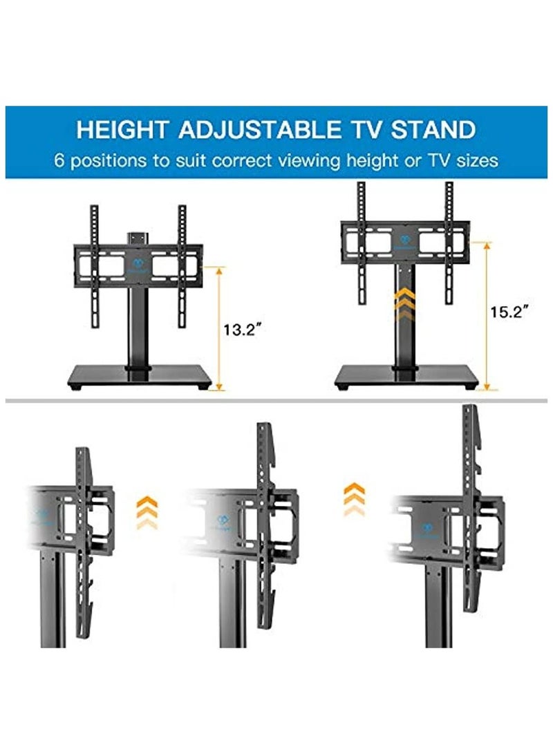 ستارجولد طاولة حامل تلفزيون لتلفزيون بلازما LCD LED OLED 4K مقاس 26 إلى 55 بوصة، حامل تلفزيون دوار 80 درجة و4 ارتفاعات قابلة للتعديل مع إدارة الكابلات - Image 2