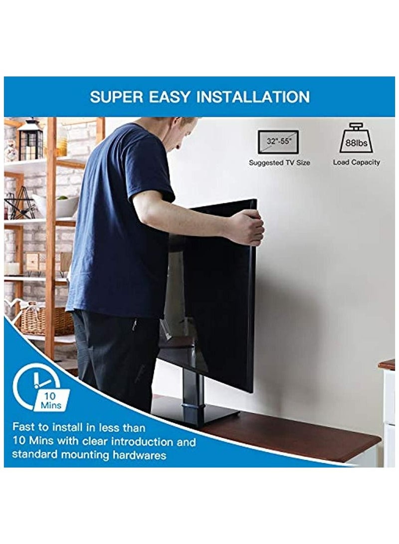 ستارجولد طاولة حامل تلفزيون لتلفزيون بلازما LCD LED OLED 4K مقاس 26 إلى 55 بوصة، حامل تلفزيون دوار 80 درجة و4 ارتفاعات قابلة للتعديل مع إدارة الكابلات - Image 4