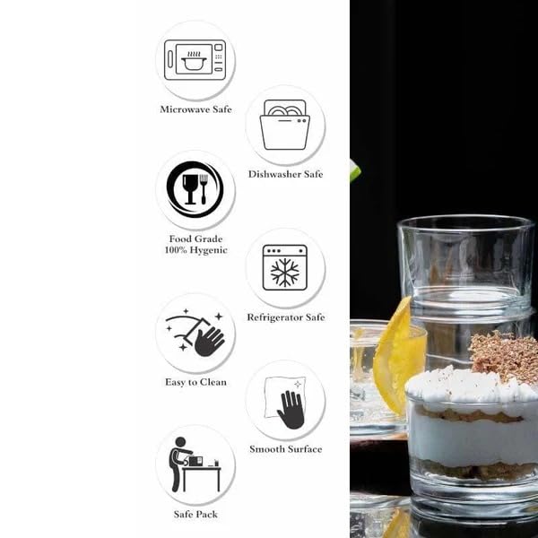 smart serve smart "serve" Grande Dessert Glass Set of 6 | 210ml Transparent Imported Glass Bowls | Lead-Free | Small Dessert Cups for Ice Cream, Pudding, Mousse, Yogurt, Trifle, Candle Glass, Cute Serving Bowls - Image 3