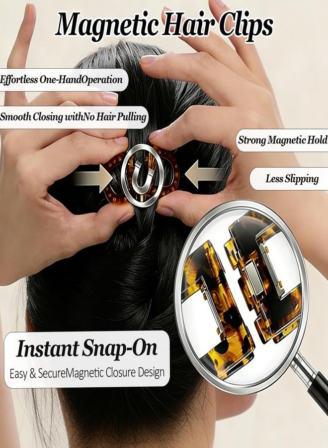 DICSINM Magnetic Hair Clips – Strong Hold No-Slip Magnetic Hair Styling Clips for Women, Seamless 2-in-1 Design for Easy Everyday Hairstyles, Clip No Crease, Suitable For All Hair Types - Image 2