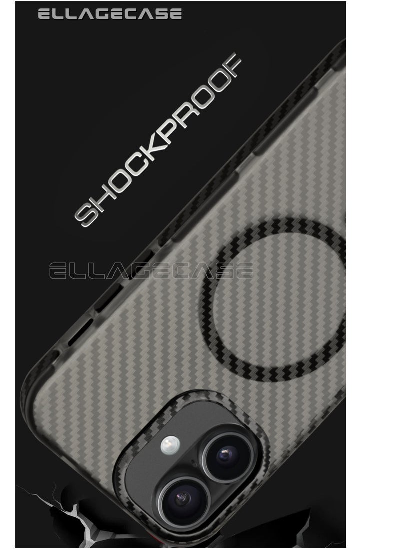 ELLAGECASE Carbon Case for iPhone 16, Plastic-coated Carbon, Solid Camera Protection, Shockproof, Enhanced Protection, Compatible with Magsafe and Wireless Charging  - Image 3