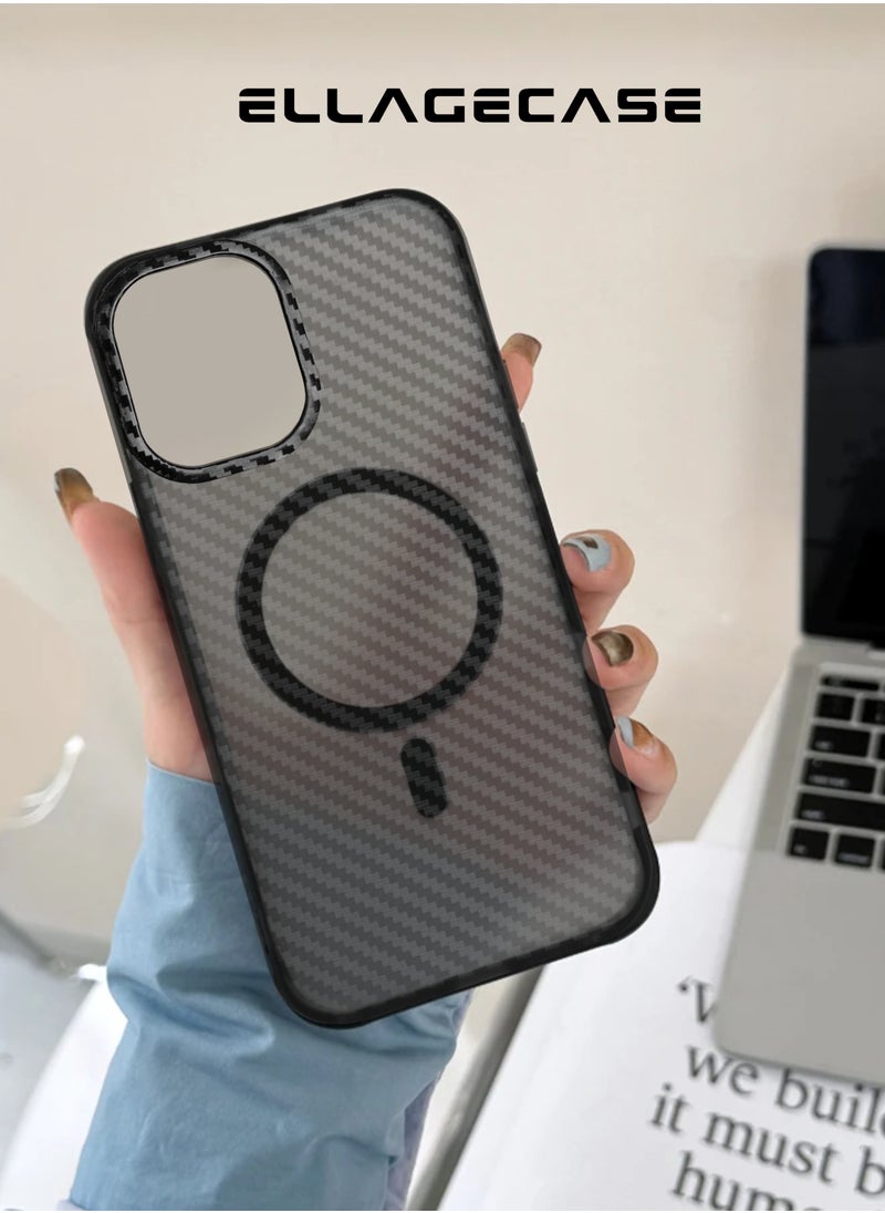 ELLAGECASE Carbon Case for iPhone 16, Plastic-coated Carbon, Solid Camera Protection, Shockproof, Enhanced Protection, Compatible with Magsafe and Wireless Charging  - Image 4