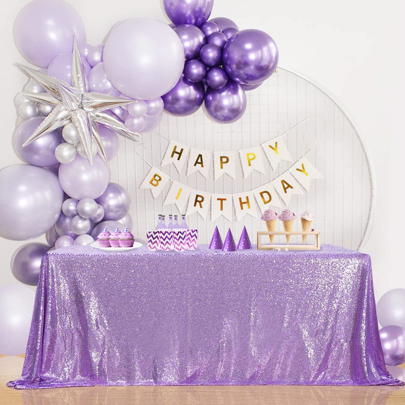 BCOOL Lilac Sparkle Tablecloth Wedding Glitter Tablecloths Table Decorations 50x80Inch Wedding Tablecloths Cake Table Party Cloth for Anniversaries Any Festival