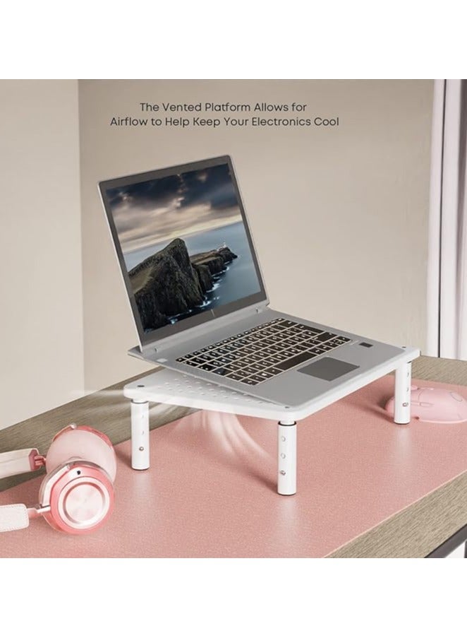 Monitor Stand Riser, Laptop Holder for Office, , 3 Height Adjustable, White - Image 1