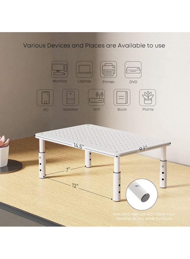 Monitor Stand Riser, Laptop Holder for Office, , 3 Height Adjustable, White - Image 5