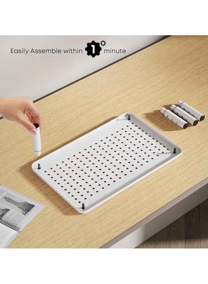 Monitor Stand Riser, Laptop Holder for Office, , 3 Height Adjustable, White - Image 4