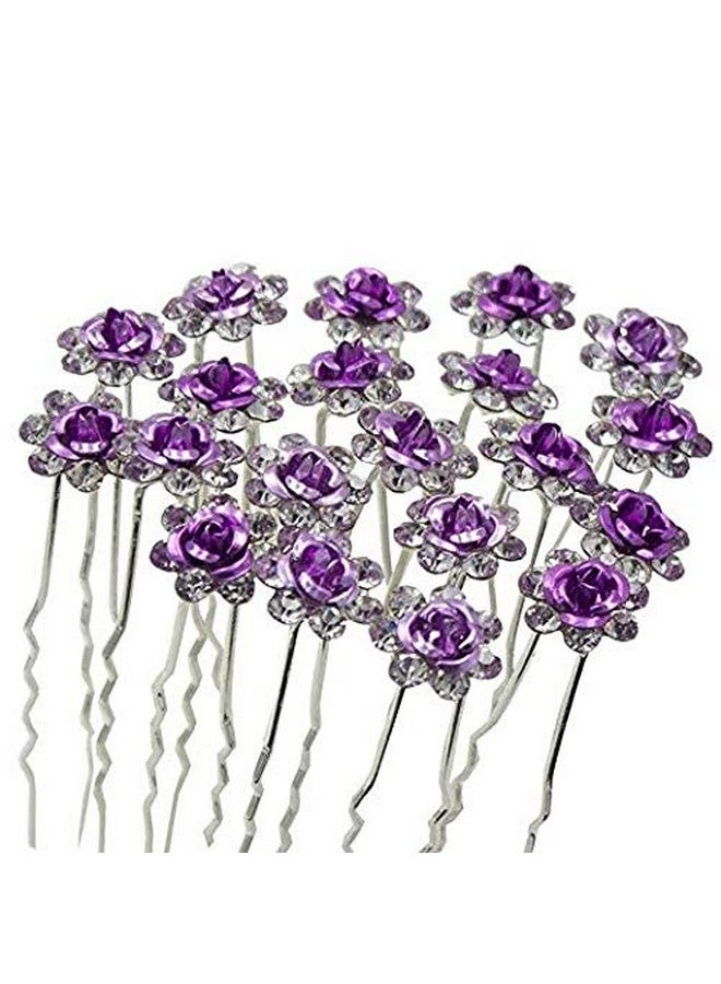 WOIWO 20 PCS Crystal Hair Pins Rose U-sharped Design Metal Hair Pins Fit for Women and Girls Hair Jewelry Accessories, Purpel - Image 1