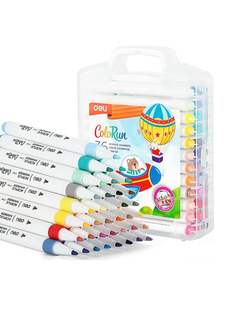Deli 36-Piece Slim Acrylic Markers With Thin Round Tip - Image 1
