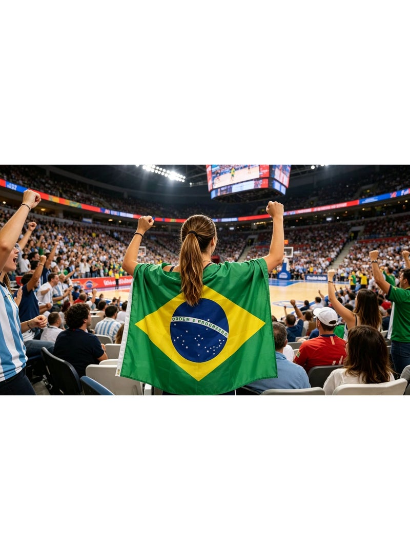 HOMESTAR World Cup Shoulder Flag - Brazil National Football Team Fan Cape Flag, Sleeve Style World Cup Shoulder Flag, Sports Event Fan Supplies, Cheering Support Props For Match Day Cheering, Football Theme Party Photo Props, Decoration Supplies For World Cup Festival Event, International Festival, 90x150cm - Image 3