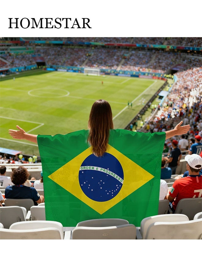 HOMESTAR World Cup Shoulder Flag - Brazil National Football Team Fan Cape Flag, Sleeve Style World Cup Shoulder Flag, Sports Event Fan Supplies, Cheering Support Props For Match Day Cheering, Football Theme Party Photo Props, Decoration Supplies For World Cup Festival Event, International Festival, 90x150cm - Image 1