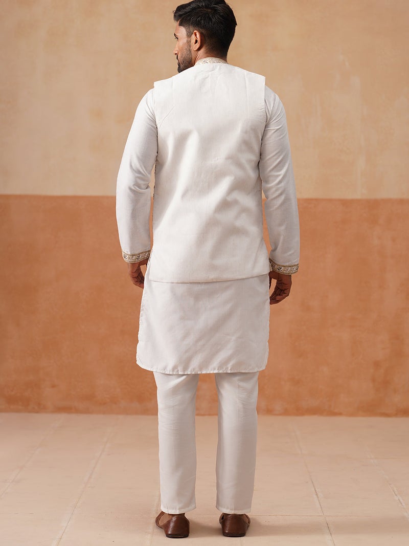 NOZ2TOZ Embroidered Waistcoat and Kurta Pyjama for Men - Image 3