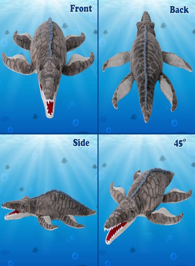 AULUDA Dinosaur Plush Toy, Mosasaurus Stuffed Animal Throw Plushie Pillow Doll, Soft Grey Fluffy Friend Hugging Cushion - Present for Every Age & Occasion - Image 5