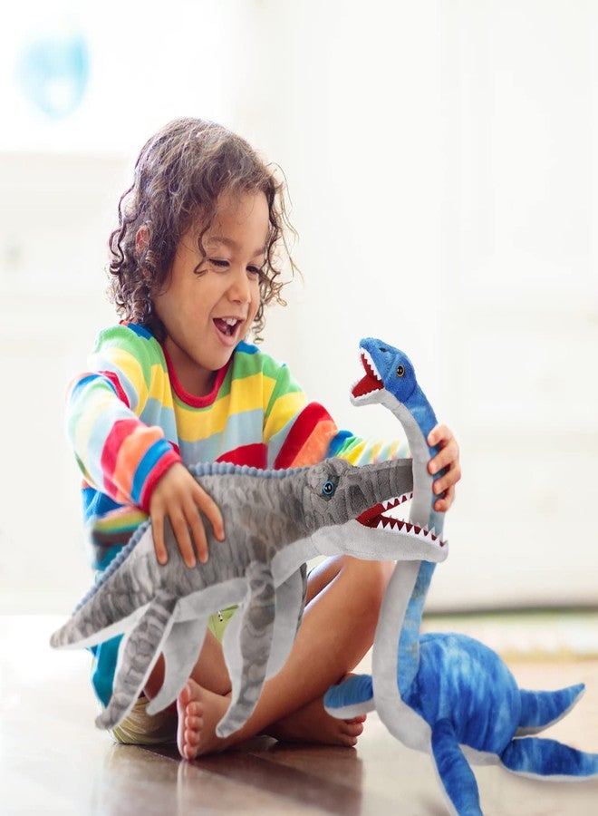 AULUDA Dinosaur Plush Toy, Mosasaurus Stuffed Animal Throw Plushie Pillow Doll, Soft Grey Fluffy Friend Hugging Cushion - Present for Every Age & Occasion - Image 4