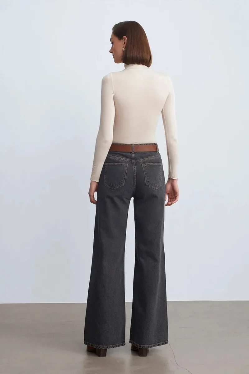 ديلفين DILVIN High-Waist Wide-Leg Cotton Denim Jeans