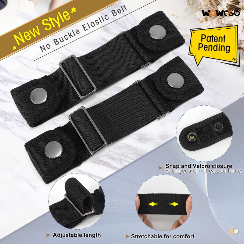 WOWOGO 2 Pack No Buckle Elastic Adjustable Invisible Side Belts - Fits 1.5 Inch Belt Loops - Image 2