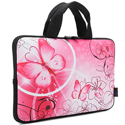 iColor 9.7 10 10.1 10.2 inch Neoprene Tablet Bag Carring Case Sleeve Cover with Handle for 9.7 to 10.2 Inch Laptops/Notebook/ebooks/Kids Tablet/Apple ipad Pink Butterfly ICB10-10 - Image 3