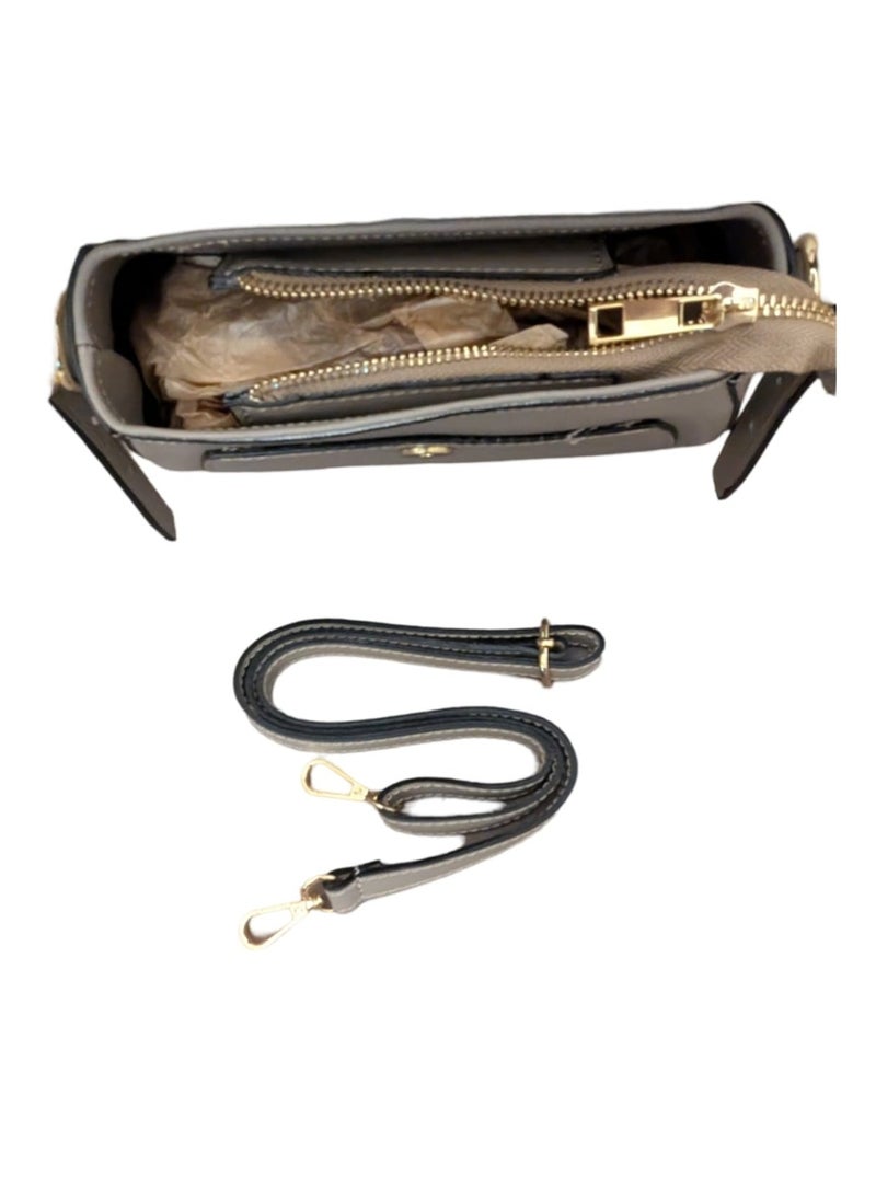 Generic - Grey, Messenger Bag, Genuine Real Leather, Made In Italy - Image 1