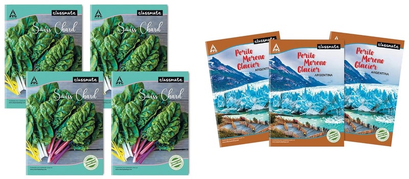 classmate Notebook - Single Line, 120 Pages, 240 mm x 180 mm - Pack Of 4 & Long Book - Unruled, 140 Pages, 297 mm x 210 mm - Pack Of 3 - Image 1