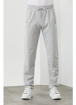 mmetalic Gray Men's Zipper Pocket Embroidery Detailed Straight Leg Casual Cut Sweatpants  - Image 1